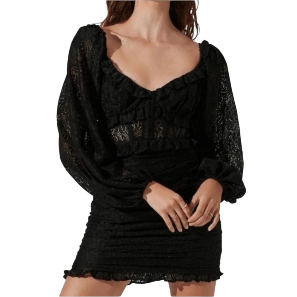 Nwt Astr The Label Long Sleeve Corset Bodice Lace Detail Mini Dress Size Small